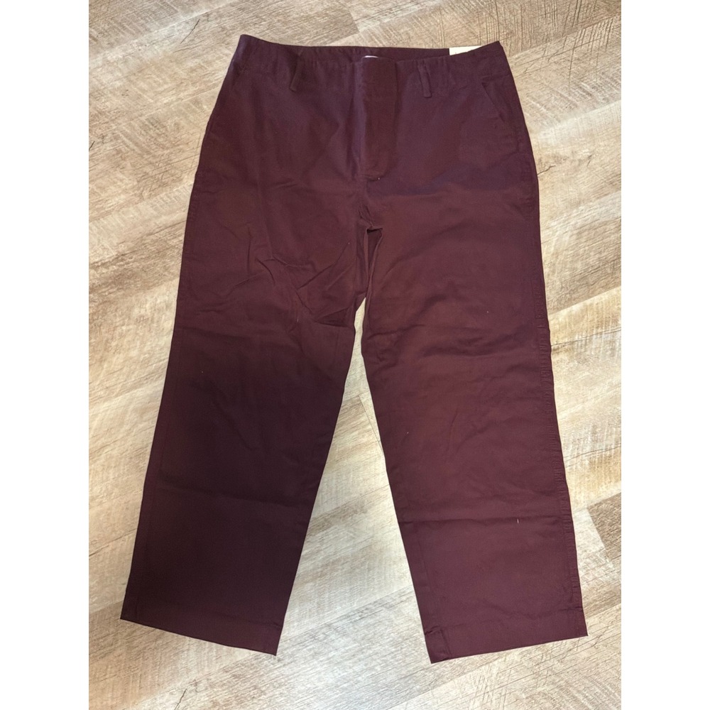 NWT A New Day Straight High Rise Stretch Chino Pants Burgundy Women's Size 14